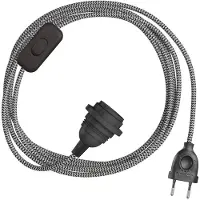 Creative Cables Quebra-luz Snakebis Zig-zag E27-chicote De Fiação Com Suporte De Lâmpada. Cabo De Tecido Em Zigue-zague E Ficha Bipolar 3 M