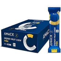 Amacx Caixa De Barras De Energia De Mastigável De Fruta Abacaxi 38g 12 Unidades