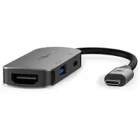 Nedis Ccgb64230gy01 Adaptador Usb Multiportas 3 Em 1 Usb 3.2 Gen 1 Usb-c M-hdmi/usb-a F/usb-c F 5gbps Niquelado 0.1 M