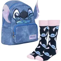 Cerda Stitch Conjunto De Mochila Casual E Meias Com Design De Rosto Pk7918 Stitch 3.5l