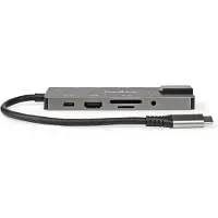 Nedis Adaptador Usb Multiportas 10 Em 1 Ccbw64775at02 Usb 3.2 Gen 1 Usb-c M-rj45 F/hdmi/sd/2x Usb-c/f/3x Usb-a F 5gbps Banhado A Ouro 3.5mm 0.2 M
