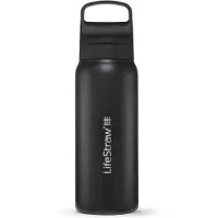 LifeStraw Go Nordic Noir GOST-650ML-NOIR Stainless Steel, garrafa de água com filtro de 2 fases, 650 ml