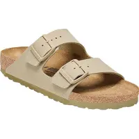 Birkenstock para mulher. 1027697 Sandálias de Couro Arizona Birko Flor (Ajuste Estreito) verde (41), Plano, Nenhum, Casual