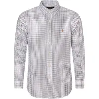 Ralph Lauren para homem. 710922273002 Camisa oxford xadrez branca de ajuste personalizado (M), Branco, Casual, Algodão, Clássico, Manga
