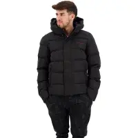 Superdry para homem. M5011760A Casaco com capuz acolchoado em microfibra Desporto preto (M), Casual, Poliéster