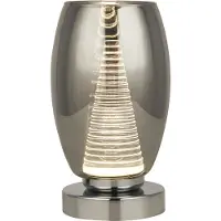 Searchlight Candeeiro de mesa LED Cyclone, cromado/fumo, vidro, 20,5 cm de altura