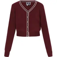 Dreimaster Maritim Casaco de malha vermelho escuro / branco