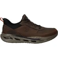 SKECHERS para homem. 210981 Arch Fit Orvan Moxley Leather Sneakers castanho (41), Couro, Marrom, Plano, Cordão, Casual