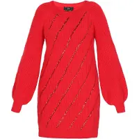 Faina Vestido de malha vermelho