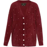 Faina Casaco de malha vermelho escuro