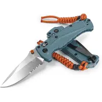 Benchmade Navalha Mini Adira, depth blue grivory, faca serrilhada