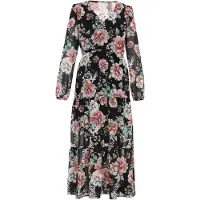 Usha Vestido verde relva / carmesim / preto