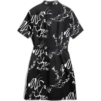 Desigual , Vestido curto estampado, AlgodÃO, Preto, XS