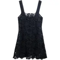 Desigual , Vestido mini de crochê, AlgodÃO, Preto, L