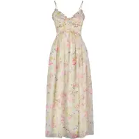 Trendyol Vestido de verão ecru / amarelo / cor-de-rosa / branco