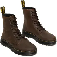 Dr. Martens Bota com atacadores 'Combs' castanho escuro / amarelo