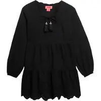 Superdry para mulher. W8011914A Vestido curto Broderie preto (XS), Casual, Sintético, Manga comprida