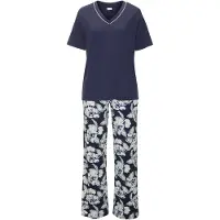 LASCANA Pijama azul escuro / verde pastel / branco