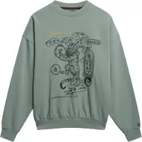 Superdry para mulher. W2012413A Camisola Tokyo Narrative Oversized verde (S), Casual, Algodão