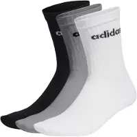 Adidas Meias de desporto 'Linear Crew Cushioned 3 Pairs' cinzento / preto / branco