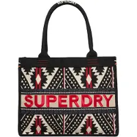 Superdry para mulher. W9110411A Saco tote bordado de luxo preto (OSFA), Casual, Sintético