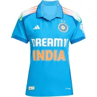 Adidas Camisola de futebol 'Indien Cricket One Day' azul claro / laranja / branco