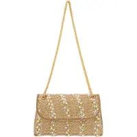 NAEMI Mala de ombro castanho claro / amarelo escuro / ouro / branco pérola