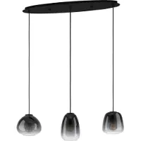 Eglo Candeeiro de suspensão Aguilares, vidro fumado, 3 luzes, linear