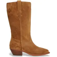 Alpe para mulher. 554611 Botas ocidentais em pele castanha (41), Couro, Marrom, 1 a 3cm, Zíper, Casual
