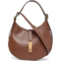 Ralph Lauren para mulher. 428944017009 Bolsa de ombro pequena Polo ID em pele castanha (OSFA), Marrom, Casual