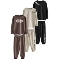 Next Pijama castanho / preto / branco lã