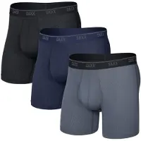 Saxx - Vestuário caminhada - Quest Quick-Dry Mesh BB Fly 3pk Black/Turbulence/Maritime para Homem - Tamanho M