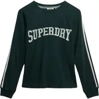 Superdry para mulher. W6012134A T-shirt gráfica verde (M), Casual, Algodão, Manga comprida