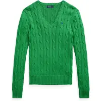 Ralph Lauren para mulher. 211971870007 Suéter de algodão em ponto de tranças verde (M), Casual, Manga comprida