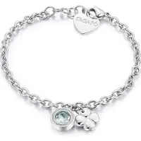 S`Agapõ Bracciale In Acciaio Con Cristallo E Quadrifoglio Lucky Light Skt12 — Bracciale