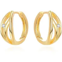 Beneto Brincos de argola banhados a ouro com zircão AGUC3345