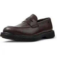 Camper para homem. K101001-005 Mocassins Norman em pele castanha (41), Couro, Marrom, Plano, Nenhum, Casual