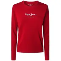 Pepe Jeans para mulher. PL505203 T-shirt vermelha New Virginia (M), Vermelho, Casual, Algodão, Manga comprida