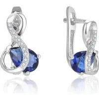 Beneto Brincos de prata deslumbrantes com zircão azul AGUC2692-DB