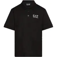 EA7 para menino. 7B000022_AF10378 Pólo de manga curta em camisola de algodão preta fresca (6Años= 118cm), Preto, Casual, moda infantil