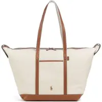 Ralph Lauren para mulher. 428973072001 Bolsa tote shopper grande de lona bege, castanho (OSFA), Casual, Algodão