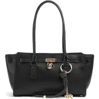 Michael Kors para mulher. 30F5GNXT0L Bolsa de couro Hamilton preta (OSFA), Preto, Casual, Pele