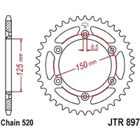 JT Sprockets Roda Dentada Traseira 520 Jtr897.41 Steel