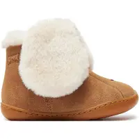 Camper unisex para criança. K900367-001 Botins Twnis em pele castanha (22), Couro, Marrom, Plano, Nenhum, Casual, moda infantil