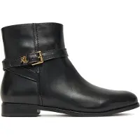 Ralph Lauren para mulher. 802967768001 Botins Brooke II em pele polida preto (36), Couro, Plano, Zíper, Casual