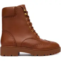 Ralph Lauren para mulher. 802977885001 Botins Allyson em pele castanha (38), Couro, Marrom, Plano, Cordão, Zíper, Casual