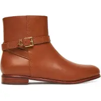 Ralph Lauren para mulher. 802974382001 Botins Brooke II em pele de bezerro castanha (35), Couro, Marrom, Plano, Zíper, Casual