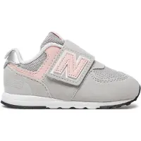 New Balance unisex para criança. NW574V1 Ténis 574 New-b cinzento (26), Plano, Velcro, Casual, Cinza, moda infantil