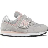 New Balance unisex para criança. PV574V1 Sapatilhas de couro 574 Core Hook & Loop cinzentas (32.5), Plano, Velcro, Casual, Cinza, moda infan