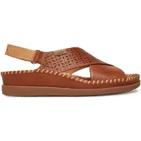 Pikolinos para mulher. W8K-0848C1 Sandálias de cunha em pele Cadaqués castanhas com fecho de correr (39), Couro, Marrom, 3 a 5cm, Velcro, Ca